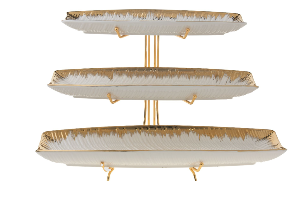 Three tier gold serving display